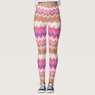 Roze zigzagachtergrond leggings