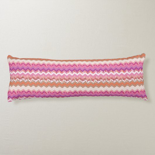 Roze zigzagachtergrond lichaamskussen (Achterkant)