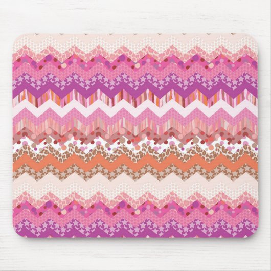 Roze zigzagachtergrond muismat (Voorkant)