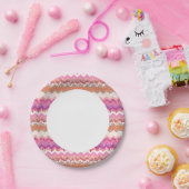 Roze zigzagachtergrond papieren bordje (Feest)