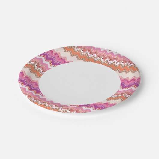 Roze zigzagachtergrond papieren bordje (Gekanteld)