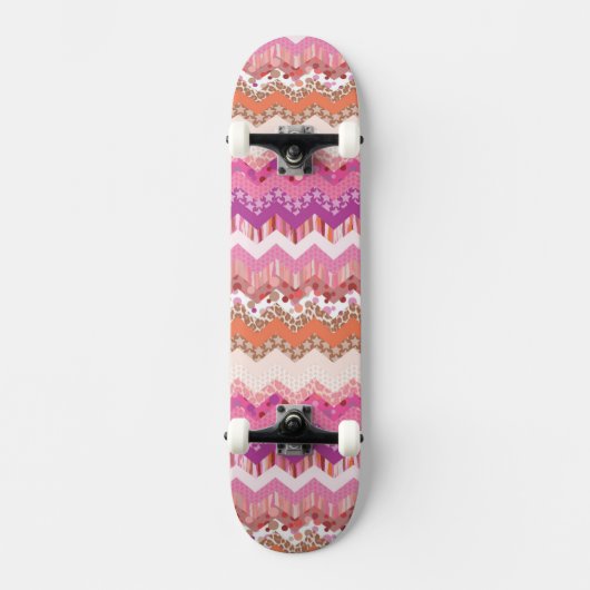 Roze zigzagachtergrond skateboard (Voorkant)