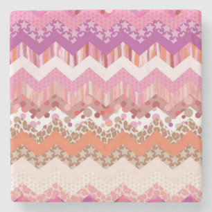 Roze zigzagachtergrond stenen onderzetter