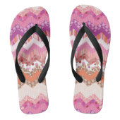 Roze zigzagachtergrond teenslippers (Voetbed)