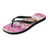 Roze zigzagachtergrond teenslippers (Schuin)
