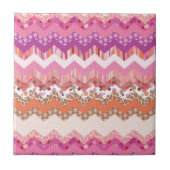 Roze zigzagachtergrond tegeltje (Voorkant)