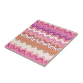 Roze zigzagachtergrond tegeltje (Zijkant)