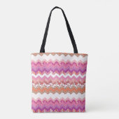 Roze zigzagachtergrond tote bag (Achterkant)
