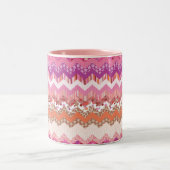 Roze zigzagachtergrond tweekleurige koffiemok (Center)