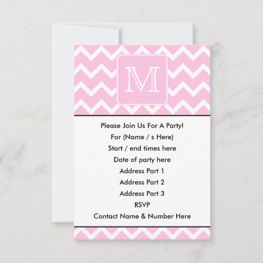 Roze Zigzags met aangepast monogram. Kaart (Voorkant)