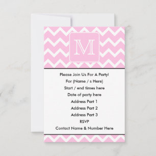 Roze Zigzags met aangepast monogram. Kaart