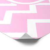 Roze Zigzags met aangepast monogram. Poster (Hoek)