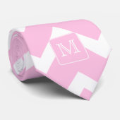 Roze Zigzags met aangepast monogram. Stropdas (Opgerold)