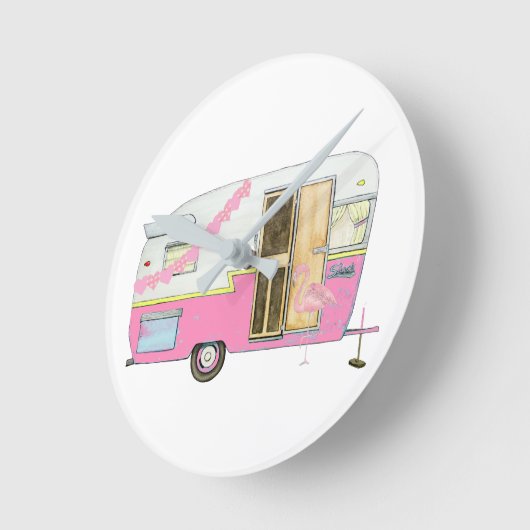 Roze zij schetste  kampeerwagen ronde klok (Hoek)