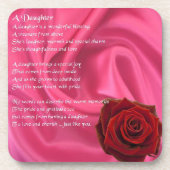 Roze zijde en rode roos - dochter Onderzetter gedi (Voorkant)