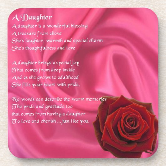 Roze zijde en rode roos - dochter Onderzetter gedi (Voorkant)