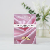 Roze zijde met een bruiloft briefkaart (Staand voorkant)