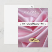 Roze zijde met een bruiloft briefkaart (Voorkant / Achterkant)