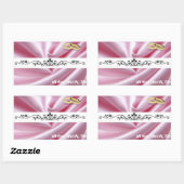 Roze zijde met een bruiloft rechthoekige sticker (Vel)