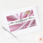 Roze zijde met een bruiloft rechthoekige sticker (Envelop)