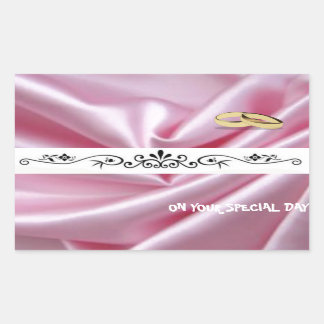 Roze zijde met een bruiloft rechthoekige sticker