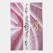 Roze zijde met een bruiloft theedoek (Verticaal)