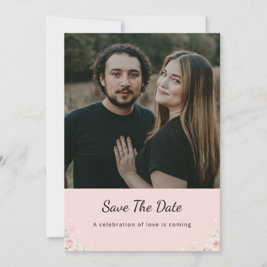 Roze Zijde Roze Gefluisterde Peta Modern Script fo Save The Date (Voorkant)