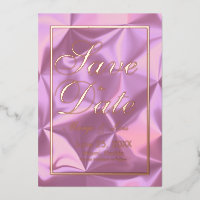 Roze Zijde Save the Date Goud Gestempeld