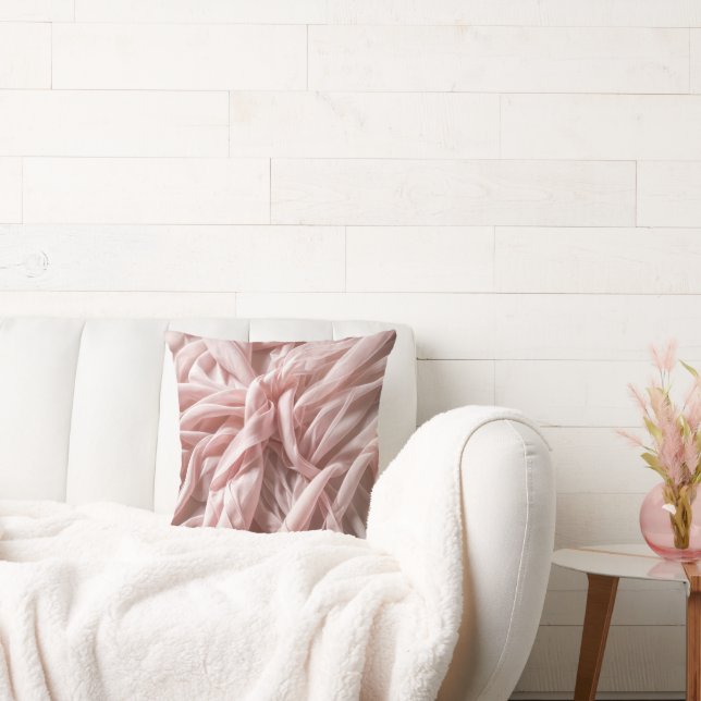 Roze Zijde Stof Twist Ontwerp Kussen (Bank)