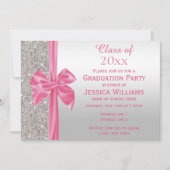 roze zijden strik & zilveren pailletten Afstudere Kaart (Voorkant)