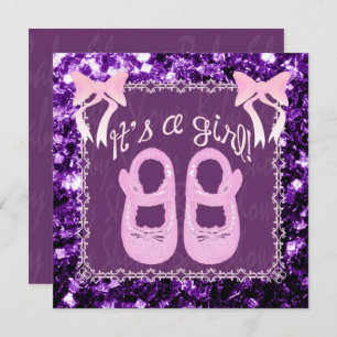 Roze zijn een Paars meisje dat Baby shower uitnodi Kaart