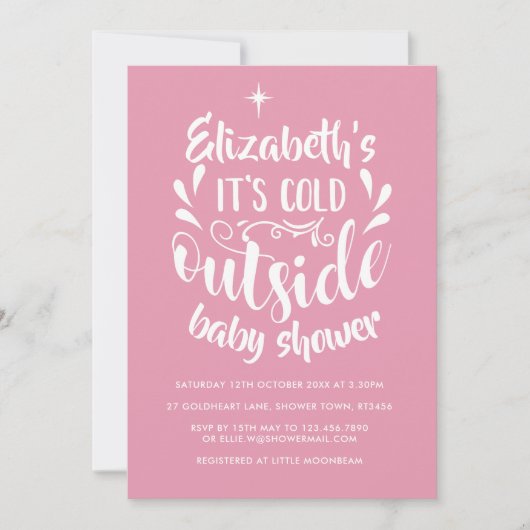 Roze Zijn Koude Buiten Baby shower/Strooi Kaart (Voorkant)
