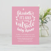 Roze Zijn Koude Buiten Baby shower/Strooi Kaart (Staand voorkant)