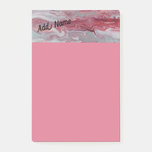 Roze Zilver Abstract Personaliseren Post it Notes (Voorkant)