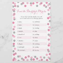 Roze zilver Baby shower Afwerking Phrase Game
