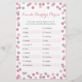 Roze zilver Baby shower Afwerking Phrase Game (Voorkant)