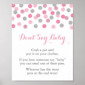 Roze Zilver Baby shower Zeg niet dat het Baby-spel Poster (Voorkant)