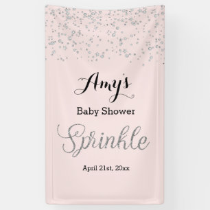 Roze Zilver Baby Strooi Baby Shower Banner