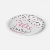 Roze zilver Confetti 30 en Fabulous Papieren Bordje (Gekanteld)