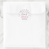 Roze Zilver Confetti Afstuderen 2024 Ronde Sticker (Tas)