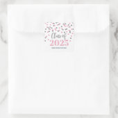 Roze Zilver Confetti Afstuderen 2025 Vierkante Sticker (Tas)