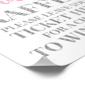 Roze zilver Confetti Diaper  Raffle Baby shower Poster (Hoek)