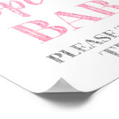 Roze Zilver Confetti Popcorn Bar Sign Poster (Hoek)