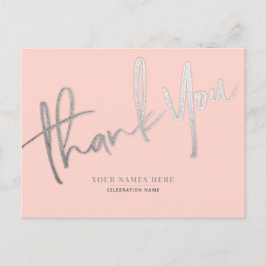 Roze Zilver Dank u Elegant Universeel Briefkaart