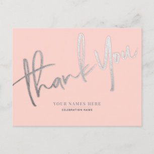 Roze Zilver Dank u Elegant Universeel Briefkaart