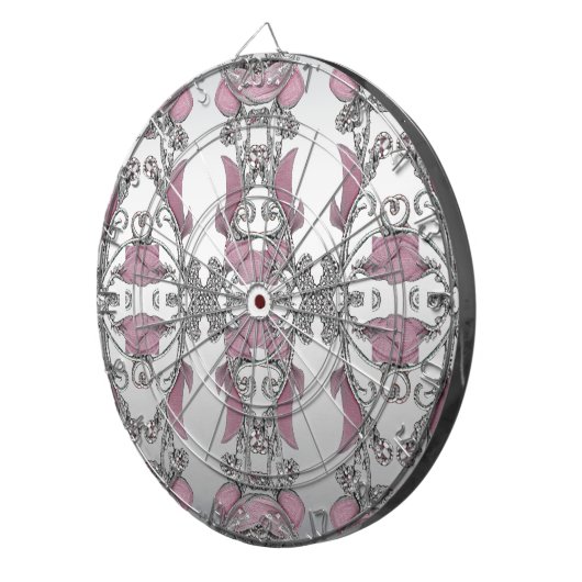 Roze Zilver Decoratief Dartbord (Voorkant Rechts)
