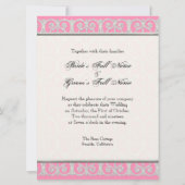 Roze zilver, diamanten en kant, monogrammed Weddin Kaart (Achterkant)