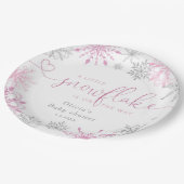 Roze zilver Een beetje sneeuwvlok baby shower Papieren Bordje (Gekanteld)