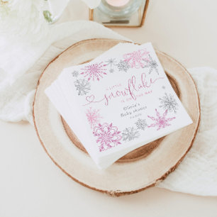Roze zilver Een beetje sneeuwvlokken baby shower Servet