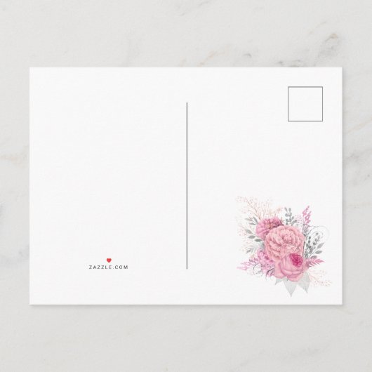 Roze Zilver en Wit Bloemen Bruiloft Save the Date Aankondigingskaart (Achterkant)